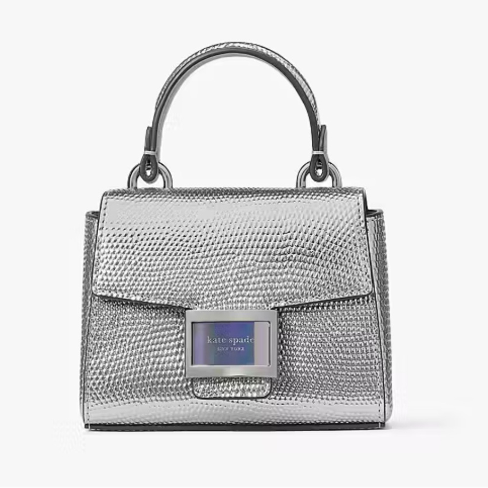 Brand New Kate Spade Micro Metallic Silver Katy Crossbody bag